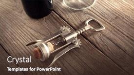  Presentation with corkscrew - Audience pleasing PPT layouts consisting of wine on an old wooden backdrop and a tawny brown colored foreground