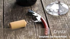  Presentation with corkscrew - Cool new PPT layouts with corkscrew and cork on wooden table backdrop and a coral colored foreground