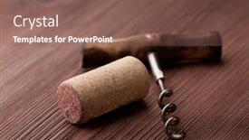  Presentation with corkscrew - Audience pleasing theme consisting of corkscrew-and-cork-over-wooden backdrop and a violet colored foreground