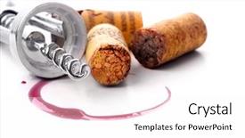  Presentation with corkscrew - Colorful PPT layouts enhanced with corkscrew and red wine stain backdrop and a white colored foreground