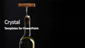  Presentation with corkscrew - Beautiful slide set featuring corkscrew and wine bottle backdrop and a black colored foreground