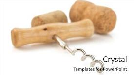  Presentation with corkscrew - PPT theme enhanced with corkscrew-and-wine-cork-isolated background and a white colored foreground