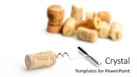  Presentation with corkscrew - PPT theme enhanced with corkscrew and wine corks background and a white colored foreground