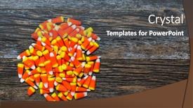  Presentation with corn - Slide set featuring corn-candy-on-wooden-rustic background and a dark gray colored foreground
