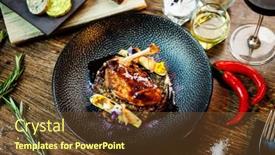  Presentation with red wine cheese - Presentation consisting of corn-chicken-supreme-beluga-lentils background and a tawny brown colored foreground