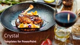  Presentation with red wine cheese - PPT theme consisting of corn-chicken-supreme-beluga-lentils background and a tawny brown colored foreground