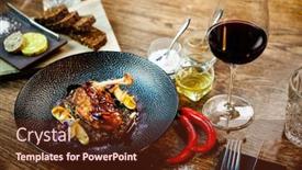  Presentation with red wine cheese - Presentation consisting of corn-chicken-supreme-beluga-lentils background and a tawny brown colored foreground