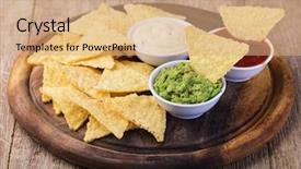  Presentation with nachos - Amazing slide deck having corn chips nachos with sauce backdrop and a  colored foreground