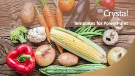  Presentation with organic - Colorful presentation enhanced with corn cob - fresh organic vegetables backdrop and a coral colored foreground