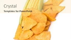  Presentation with corn cob - PPT theme having corn cob and corn chips isolated on white background background and a blonde colored foreground