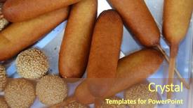  Presentation with corn dog - PPT layouts with corn dog corn dogs background and a tawny brown colored foreground