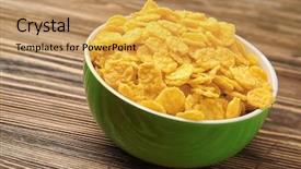  Presentation with asian dumplings in broth bowl - PPT theme with corn flakes - bowl with cornflakes on wooden background and a yellow colored foreground