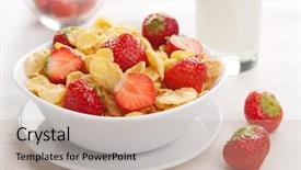  Presentation with corn flakes - Slides consisting of corn flakes - cereal with strawberry background and a coral colored foreground