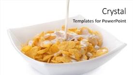  Presentation with corn flakes - Slide deck having corn flakes - cornflakes and pouring milk background and a white colored foreground