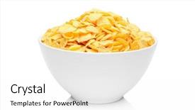  Presentation with porcelain - PPT theme with corn flakes - cornflakes in porcelain bowl isolated background and a white colored foreground