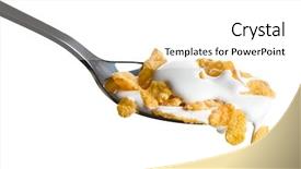  Presentation with milk - Audience pleasing PPT layouts consisting of corn flakes - cornflakes on the spoon backdrop and a white colored foreground
