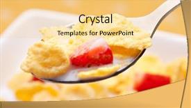 Presentation with milk pathogen - Slide set having corn flakes - cornflakes with milk and strawberries background and a blonde colored foreground