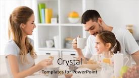  Presentation with corn flakes - Cool new PPT layouts with corn flakes - family eating and people concept backdrop and a soft green colored foreground