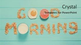  Presentation with good - Colorful slide set enhanced with corn flakes - phrase good morning made backdrop and a mint green colored foreground