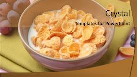 Presentation with corn flakes - Cool new presentation theme with corn flakes - tasty cornflakes with berries backdrop and a yellow colored foreground