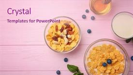  Presentation with blueberries - PPT layouts featuring corn flakes - tasty cornflakes with blueberries nuts background and a lemonade colored foreground