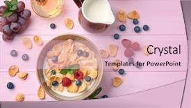  Presentation with blueberries - Slides with corn flakes - tasty cornflakes with raspberries background and a lemonade colored foreground