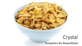  Presentation with corn flakes - Presentation design enhanced with corn flakes in blue bowl background and a white colored foreground