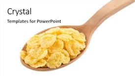  Presentation with corn flakes - Colorful theme enhanced with corn flakes in spoon isolated backdrop and a white colored foreground