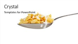  Presentation with corn flakes - PPT theme consisting of corn flakes on the spoon background and a white colored foreground