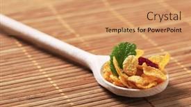  Presentation with corn flakes - Presentation design consisting of corn flakes on wooden spoon background and a coral colored foreground