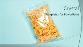  Presentation with corn flakes - Audience pleasing theme consisting of corn-flakes-sealed-in-plastic backdrop and a cool aqua colored foreground