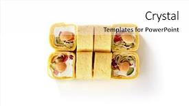  Presentation with cucumber cream - Slide deck featuring corn lavash rolled vegetarian sandwich background and a white colored foreground