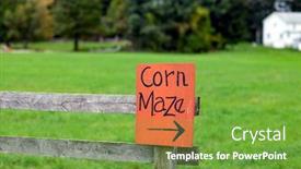  Presentation with corn - Slides having corn-maze-sign background and a seafoam green colored foreground