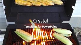  Presentation with corn cob - Colorful slides enhanced with corn on the cob on a large fire grill backdrop and a dark gray colored foreground