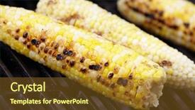  Presentation with barbecue - Audience pleasing slide set consisting of corn roast on barbecue grille summer vacation backdrop and a tawny brown colored foreground