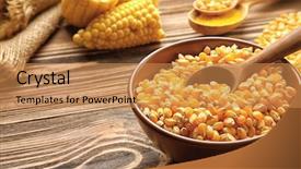  Presentation with corn cob - Audience pleasing PPT layouts consisting of corn seeds in a bowl backdrop and a coral colored foreground