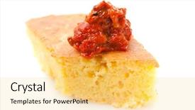  Presentation with corn - Slide set consisting of cornbread - corn pie and homemade ajvar background and a  colored foreground