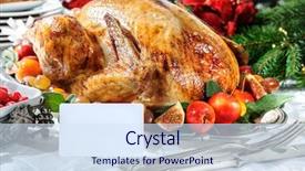  Presentation with christmas tree - Amazing presentation theme having cornbread - roasted turkey on holiday table backdrop and a sky blue colored foreground