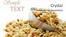  Presentation with stainless steel - PPT layouts consisting of cornbread - seasoned stuffing mix spilling background and a white colored foreground