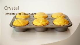  Presentation with free aging at home - Beautiful slide deck featuring cornbread hot fresh home made corn bread muffins isolated on white room for text backdrop and a cream colored foreground