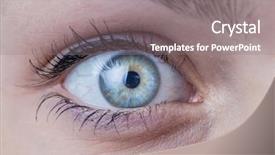  Presentation with blue earth eye - Presentation having a beautiful female blue background and a gray colored foreground