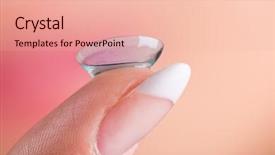  Presentation with contact lens - Slide set featuring see clearly - young woman with contact lens background and a lemonade colored foreground