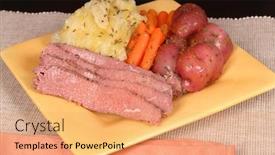  Presentation with awards gala dinner - Audience pleasing presentation theme consisting of corned-beef-and-cabbage-dinner backdrop and a coral colored foreground