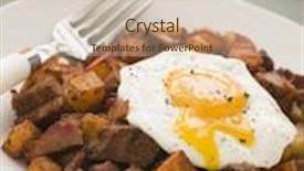  Presentation with broken egg - Beautiful PPT theme featuring corned beef hash with a broken fried egg and black pepper backdrop and a lemonade colored foreground