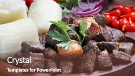  Presentation with cassava - Amazing PPT layouts having corned beef with cassava backdrop and a tawny brown colored foreground