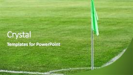  Presentation with soccer field - Beautiful presentation theme featuring corner flag on an soccer backdrop and a seafoam green colored foreground