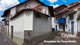  Presentation with corner - Beautiful theme featuring corner house on a city street backdrop and a dark gray colored foreground