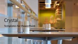  Presentation with corner - Cool new slide deck with corner of restaurant backdrop and a gold colored foreground