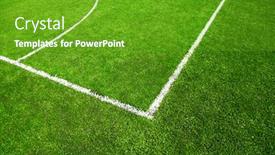 Presentation with soccer field - Audience pleasing slide deck consisting of corner of soccer field backdrop and a tawny brown colored foreground