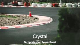  Presentation with corner - Beautiful theme featuring corner of the gokart track backdrop and a tawny brown colored foreground